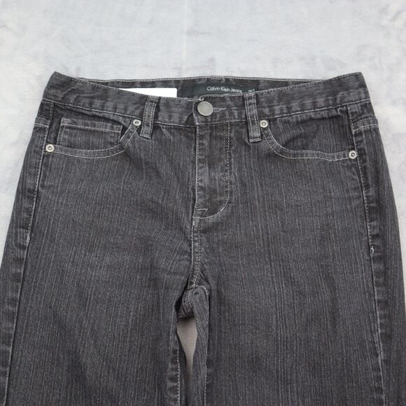 Calvin Klein Pants Womens 28 Black Skinny Mid Rise Button Dark Wash Denim Jeans - Picture 12 of 16
